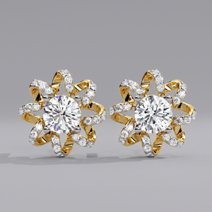 Solitaire Flower Studs