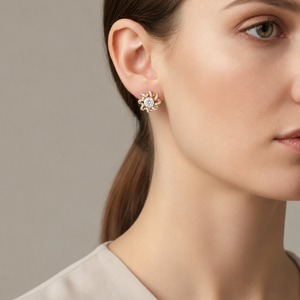 Solitaire Flower Studs