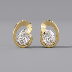 Sculptural Oval Solitaire Studs