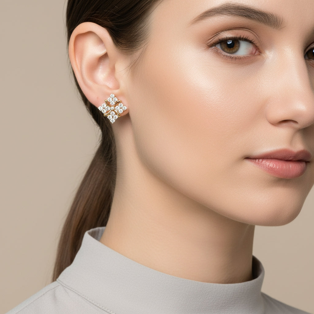 Eden's Secret 5.5ct lab-grown diamond earrings, 9/14/18kt gold & silver, Inarra Atelier