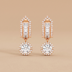 Baguette & Round Halo Dangles