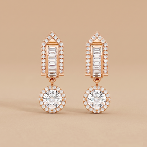 Baguette & Round Halo Dangles