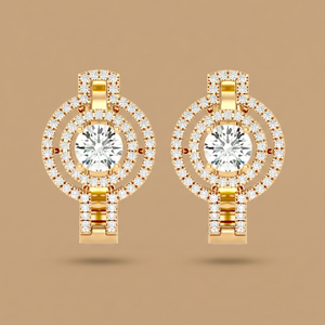 Solitaire Round Double Halo Studs Earrings