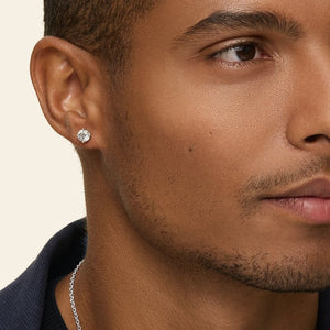 BIS-certified 1.6 ct lab-grown princess-cut diamond stud earrings for men