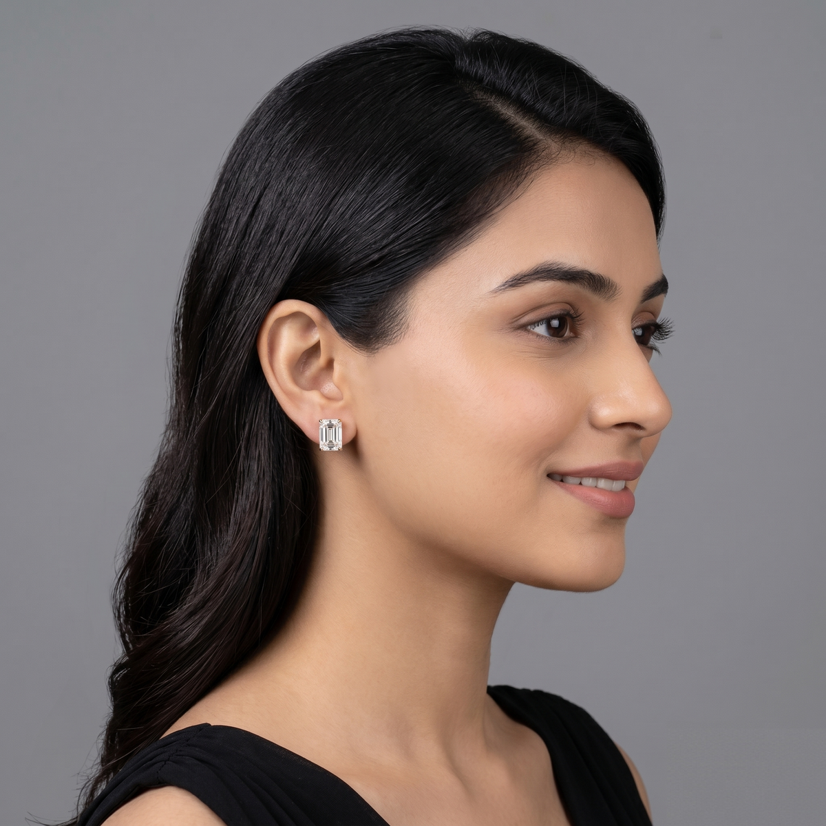 1.5-1.5ct Labgrown Emerald Diamond Solitaire Studs