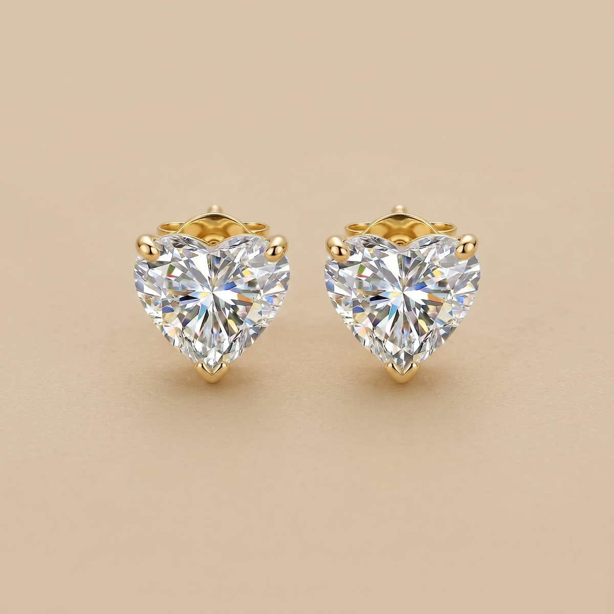 1-1ct Labgrown Heart Diamond Solitaire Studs
