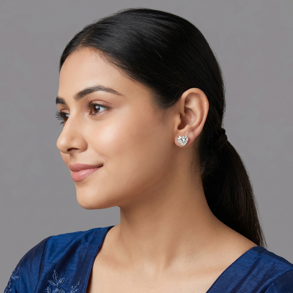 1-1ct Labgrown Heart Diamond Solitaire Studs