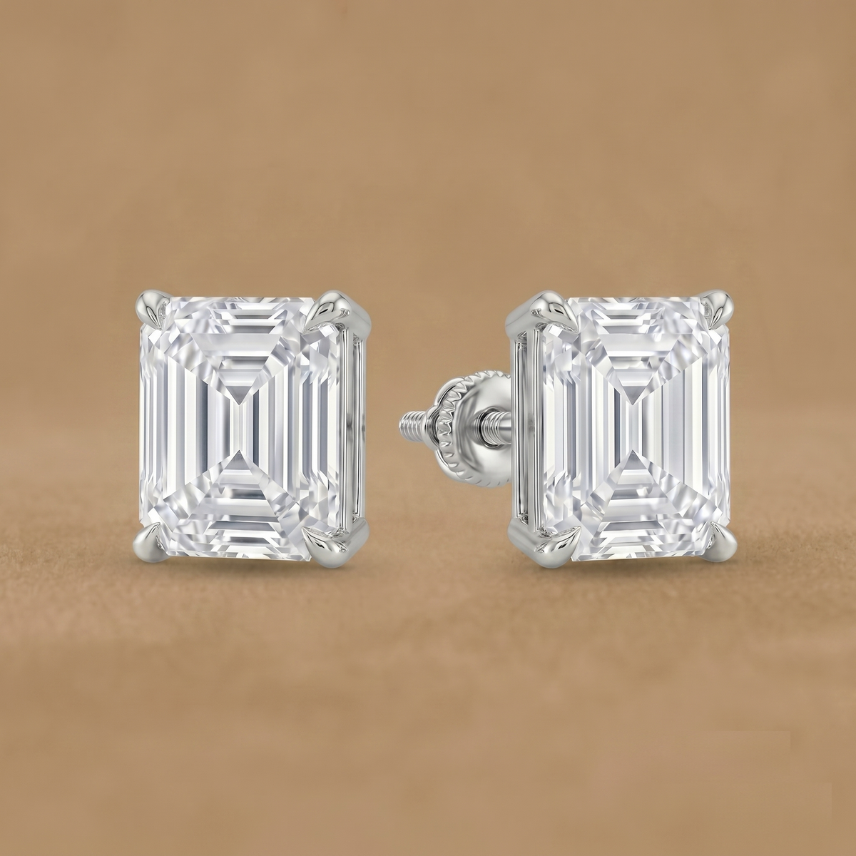 2-2 Ct Asscher Lab-Grown Diamond Solitaire Studs