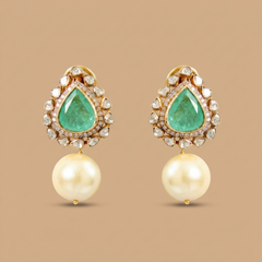 Labgrown colombian emerald studs