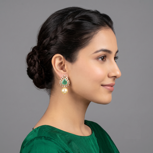 Labgrown colombian emerald studs