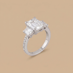 3ct Labgrown Emerald Three Stone Solitaire Ring