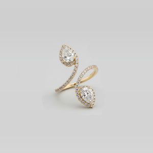 Twin Drop Solitaire Ring