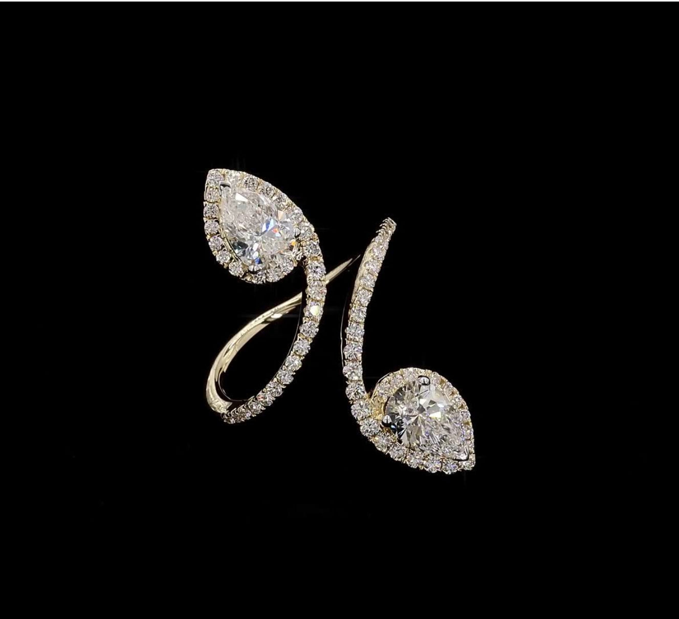 Twin Drop Solitaire Ring