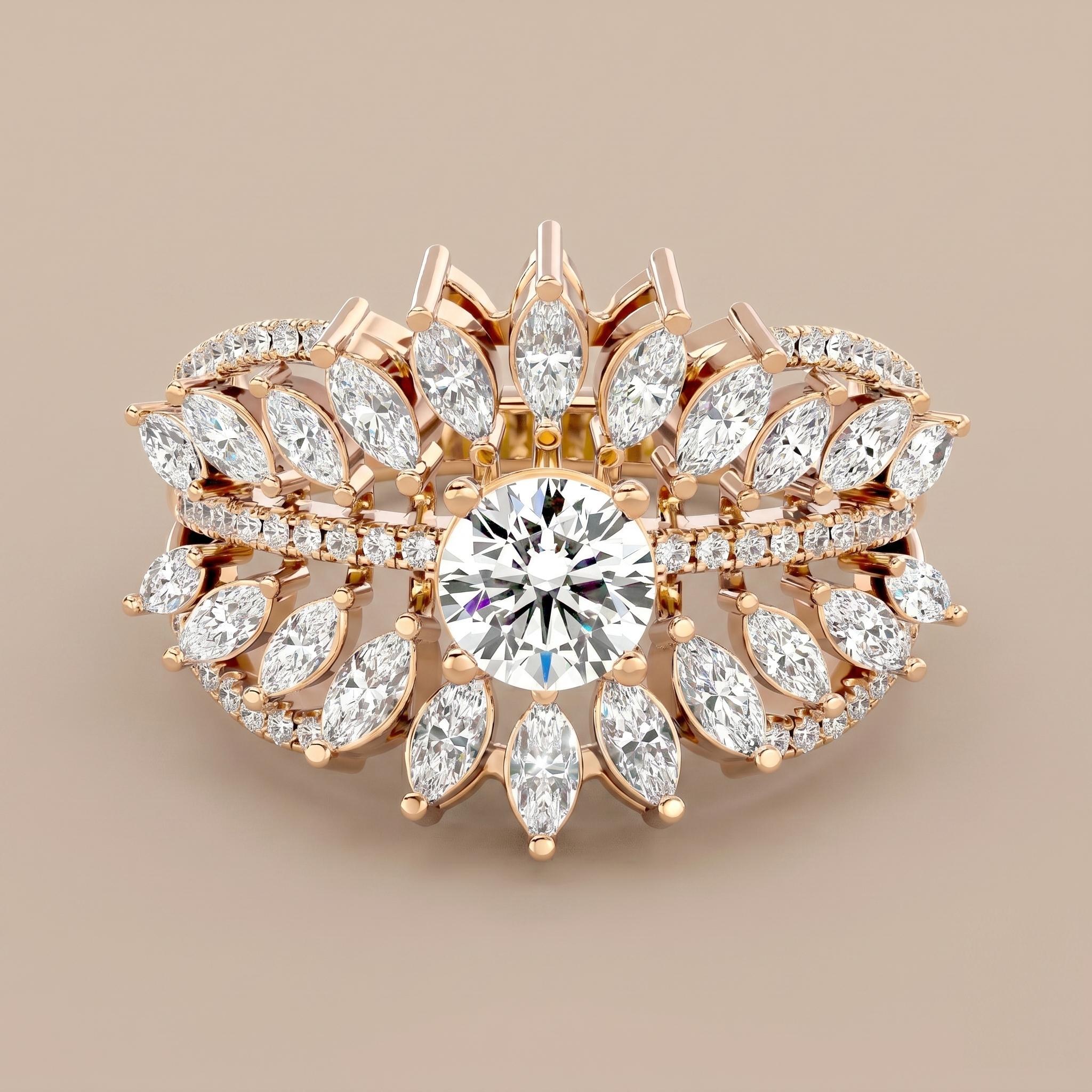 Solitaire Starburst Ring