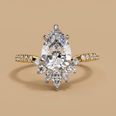 Lab-created pear and marquise solitaire diamond ring for women
