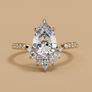 Lab-created pear and marquise solitaire diamond ring for women