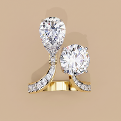 IGI-certified 3.5 ct lab-grown pear-round twin solitaire diamond ring for women