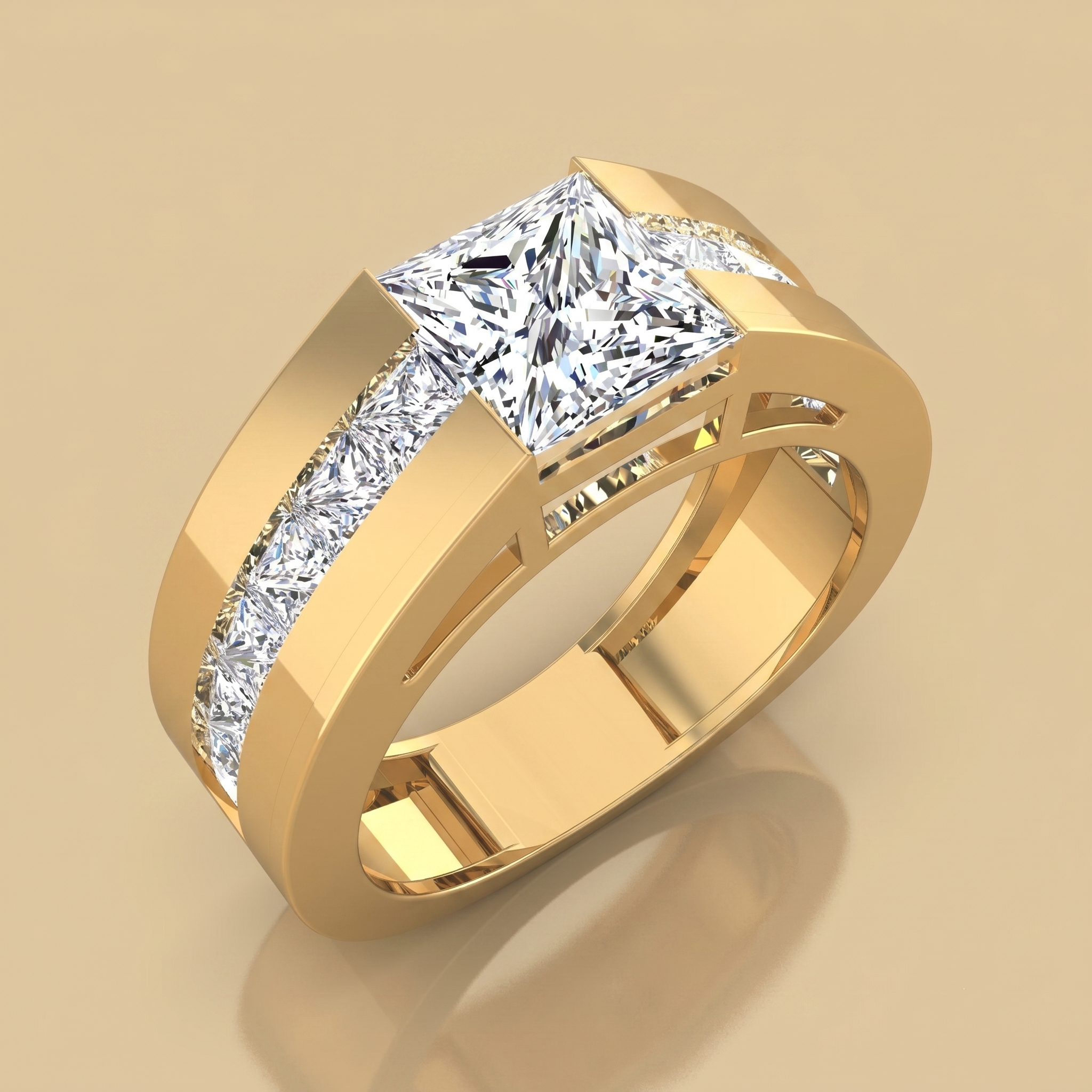2ct labgrown princess men's ring