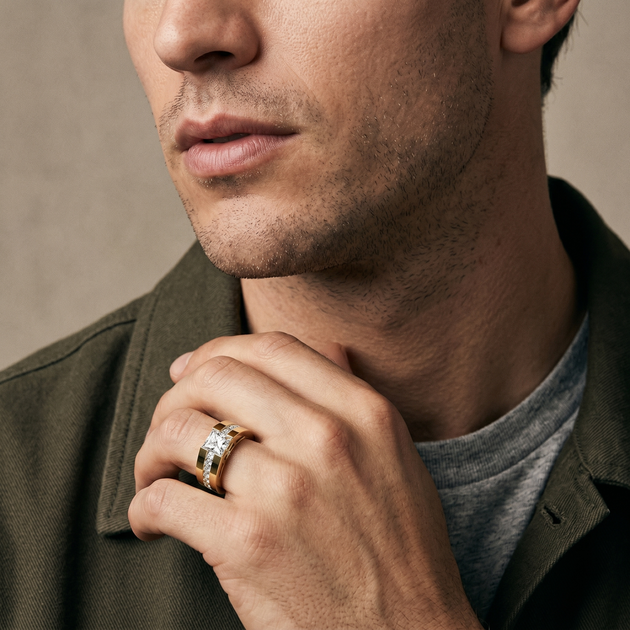 2ct labgrown princess men's ring