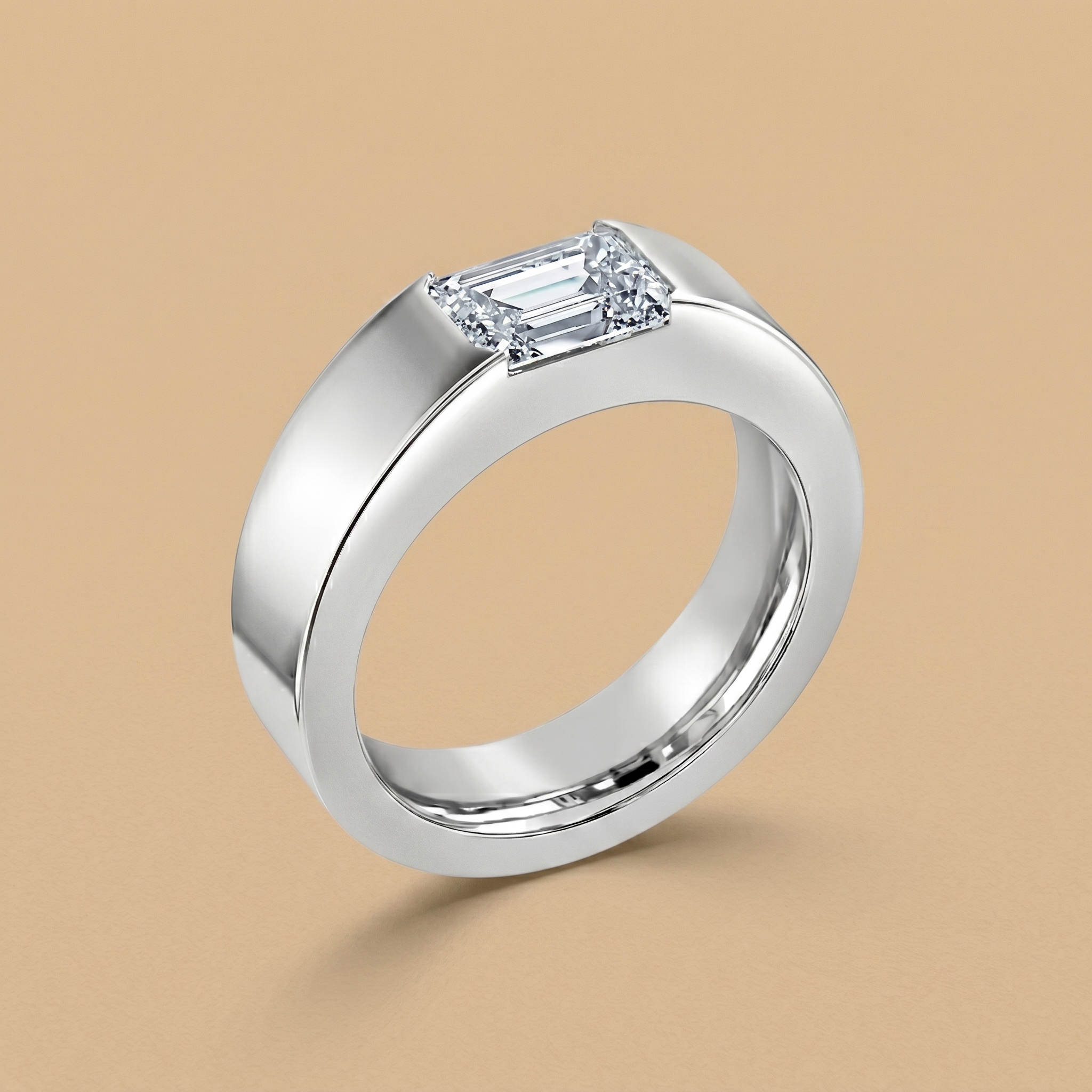 2ct labgrown emerald bezel setting unisex ring