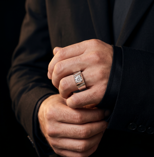 1.5ct labgrown cushion diamond men's engagement ring