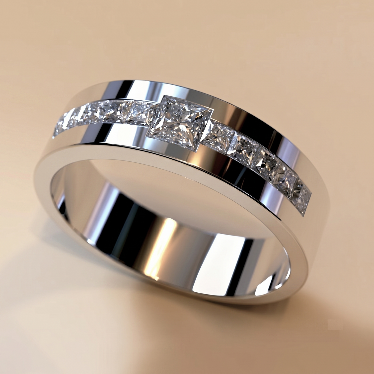 0.50ct Labgrown Princess Diamond Men's Wedding Band