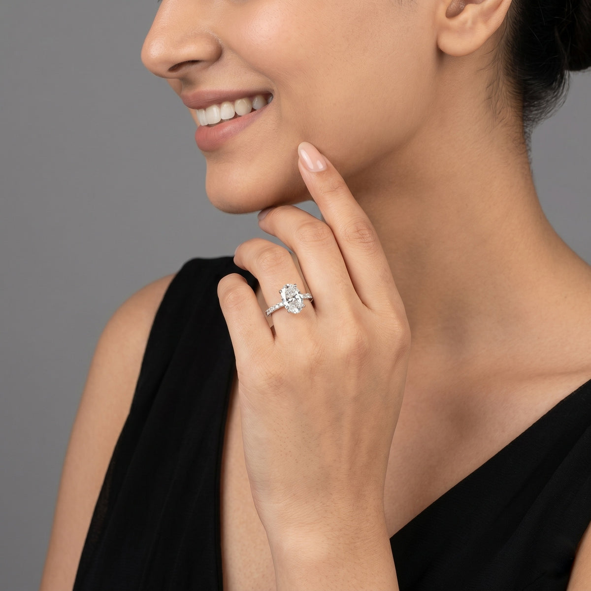 Elevated Oval – 2.3 ct Halo-Band Lab-Grown Diamond Ring