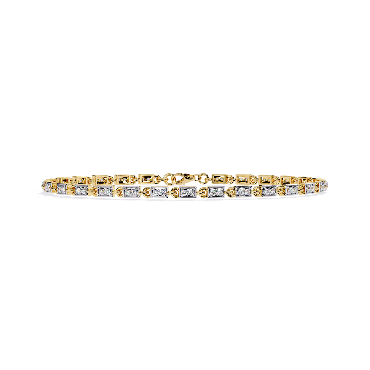 Baguette Line Bracelet, a baguette-cut line design in lab-grown diamonds, 9/14/18kt gold, at Inarra Atelier Saltlake