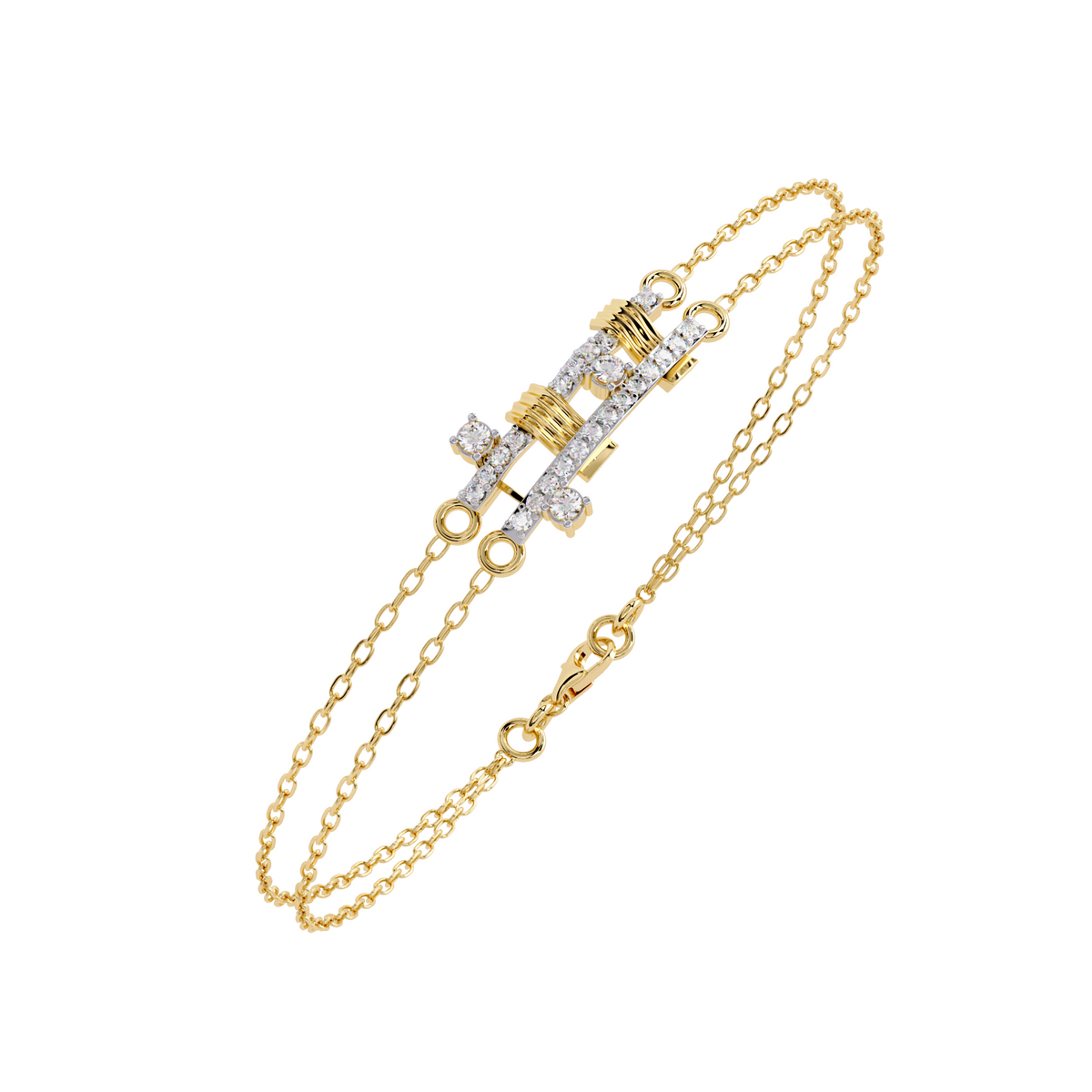 Double Chain Bracelet, a double-chain diamond design in lab-grown diamonds, 9/14/18kt gold, at Inarra Atelier Saltlake