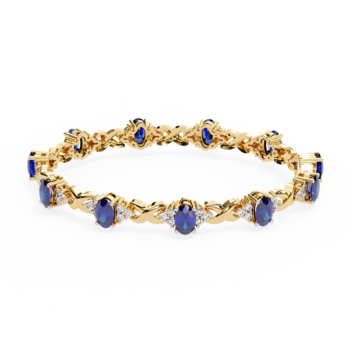 Royal Blue Link Bracelet, a royal blue-stone link design in lab-grown diamonds, at Inarra Atelier Saltlake