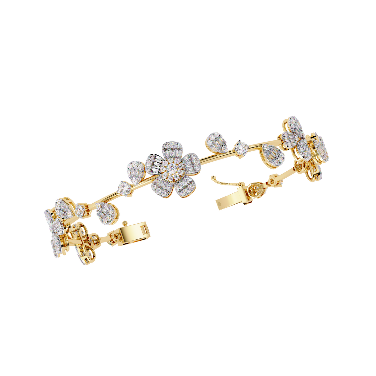 Floral Vine Bracelet, a floral vine diamond design in lab-grown diamonds, 9/14/18kt gold, at Inarra Atelier Saltlake