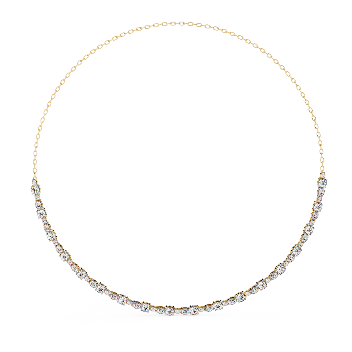 Round Oval Curve Necklace, a round and oval curve design, 9/14/18kt gold, at Inarra Atelier Saltlake