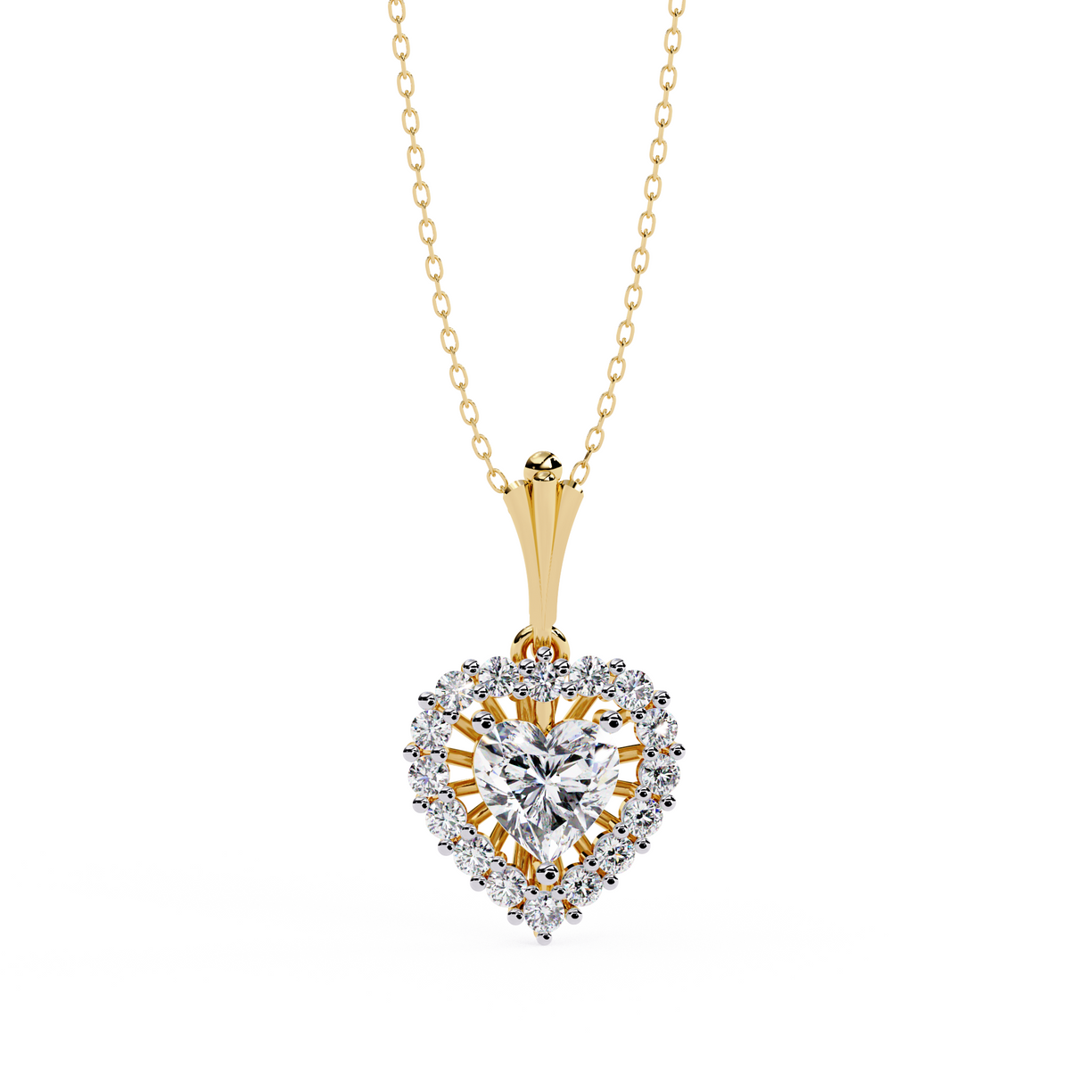 The Center Of Heart Necklace, a heart-shape center-stone design, 9/14/18kt gold, at Inarra Atelier Saltlake