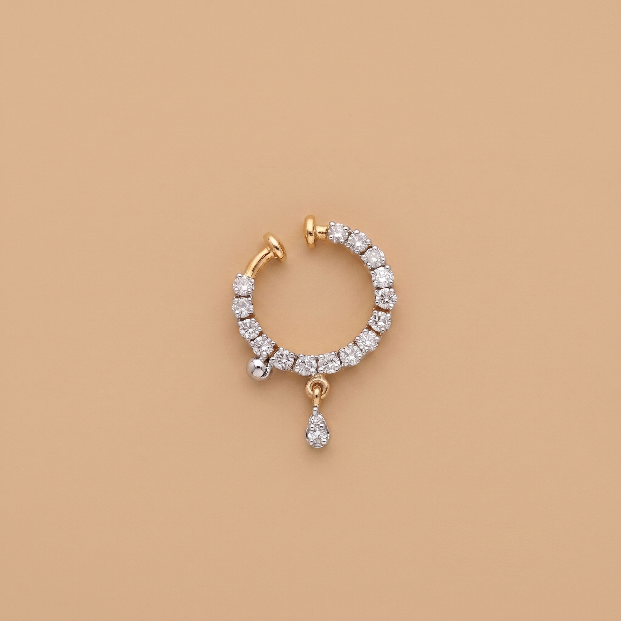 Labgrown Round Diamond Classic Nath With Drop Hangings