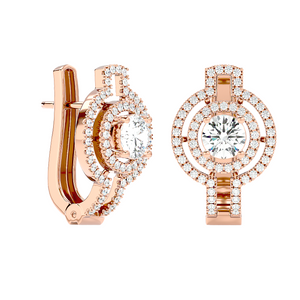 Solitaire Round Double Halo Studs Earrings