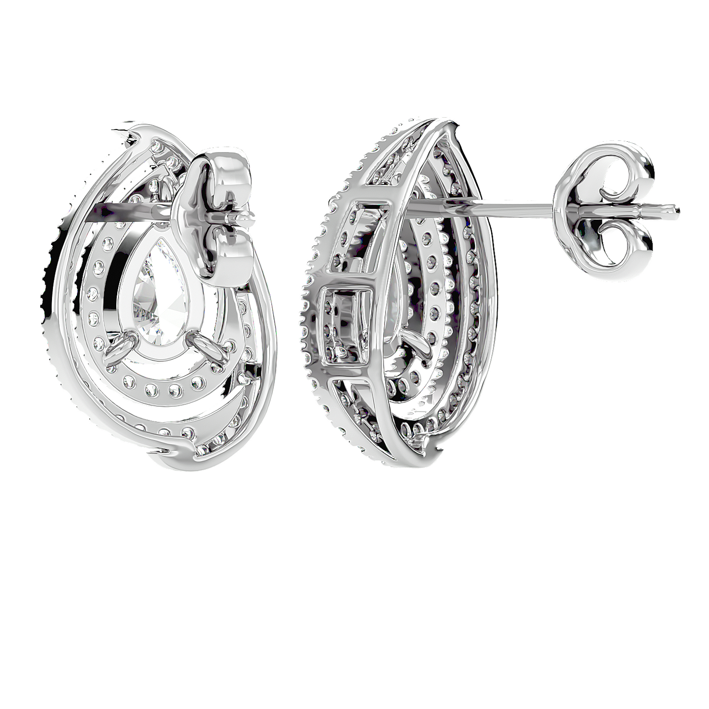 Double Halo Pear Studs