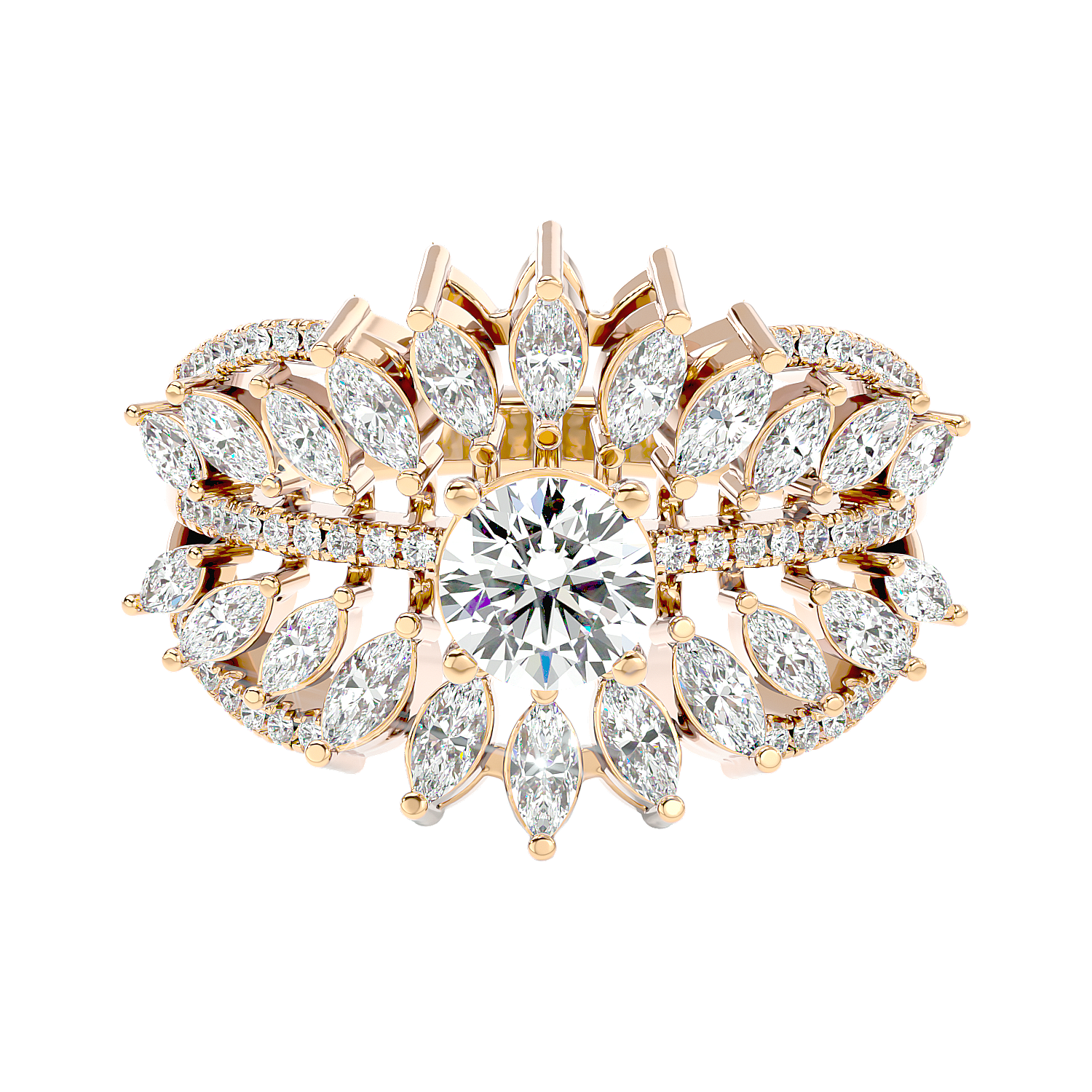 Solitaire Starburst Ring