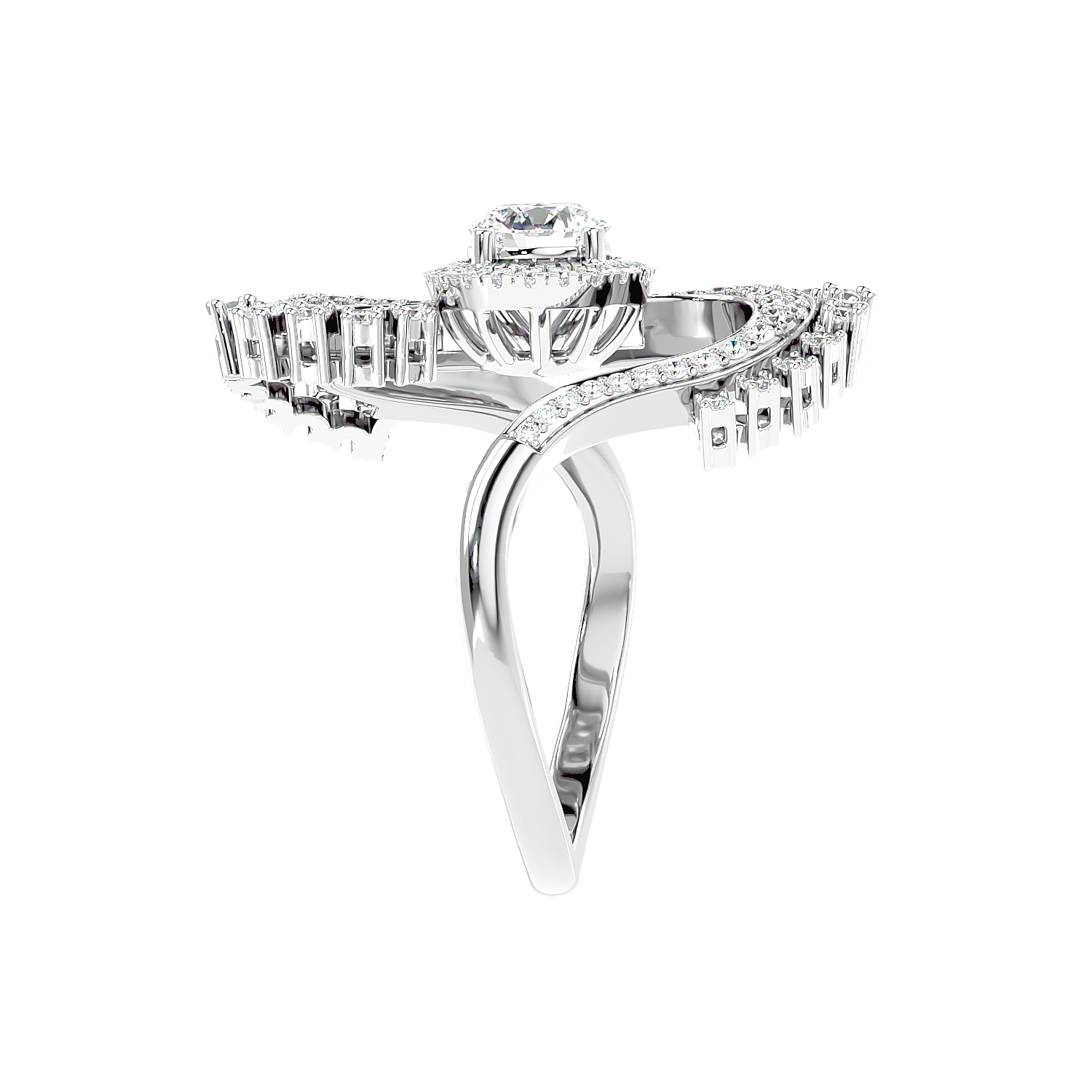 Sculptural lab-grown solitaire diamond ring for women – bold spiral luxury