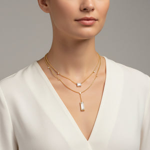Emerald & Baguette Duo Necklace