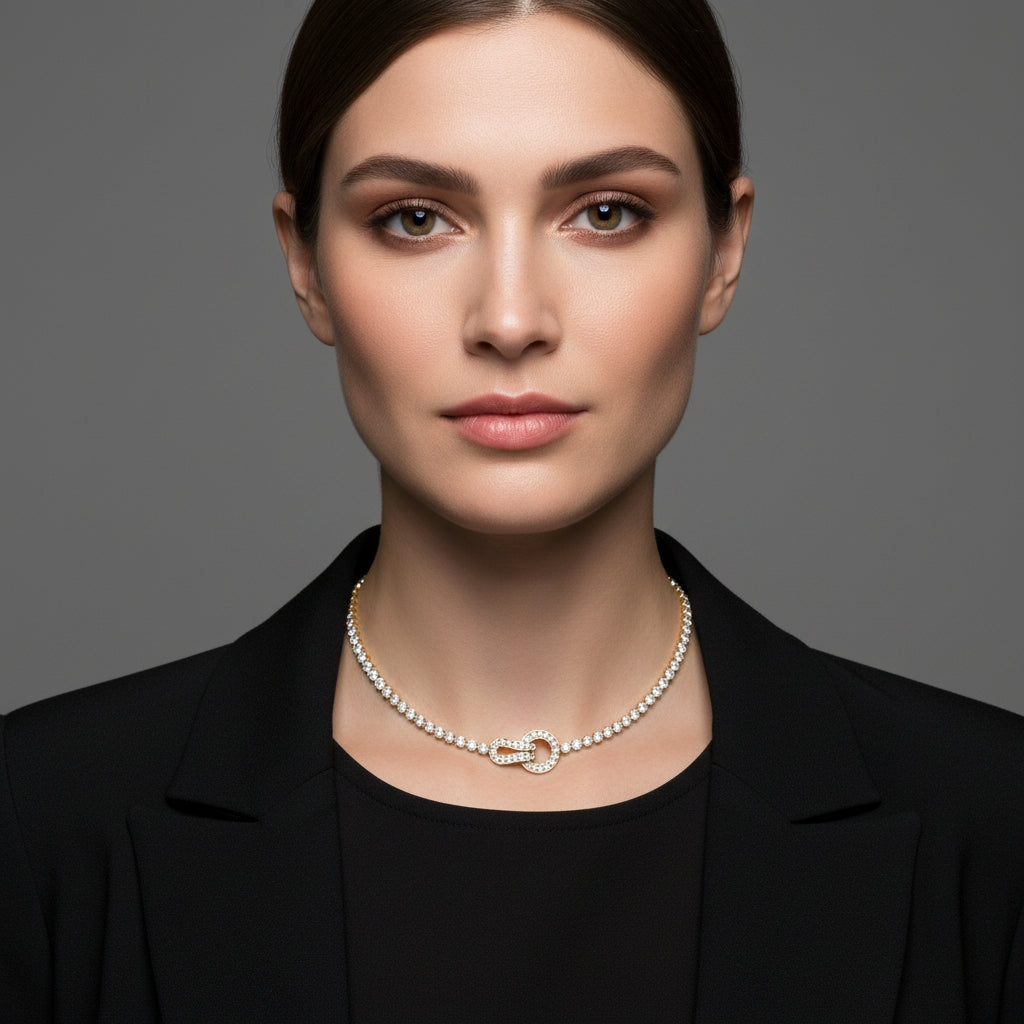 Round Pavé Loop Necklace