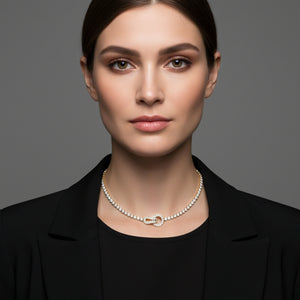 Round Pavé Loop Necklace