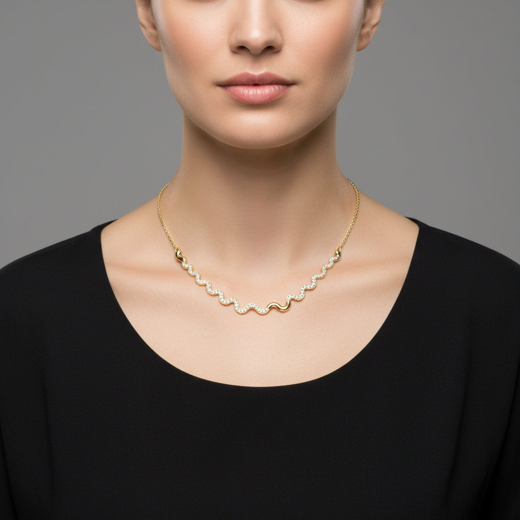 Pave Wave  Necklace