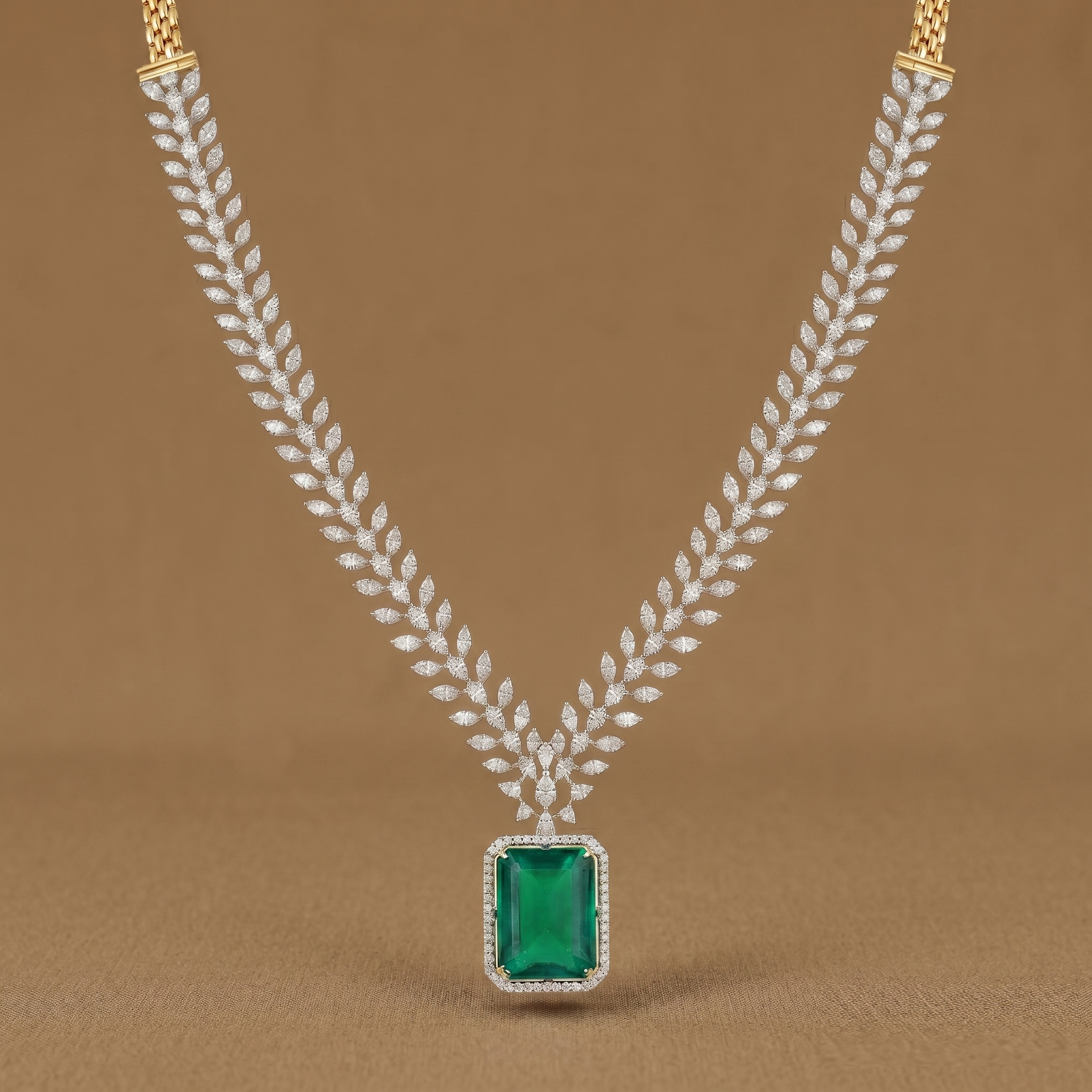 15ct Fancy Diamonds Labgrown Emerald Necklace