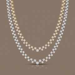 0.15cent Labgrown Diamond Two Layer Detachable Necklace