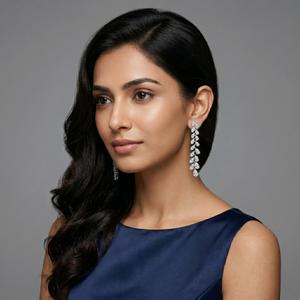 Marquise-Pear Single Line Earrings