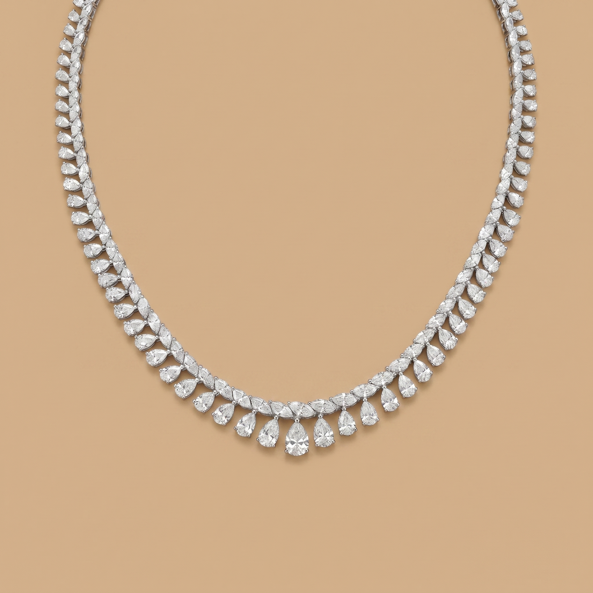 Marquise-Pear Single Line Necklace