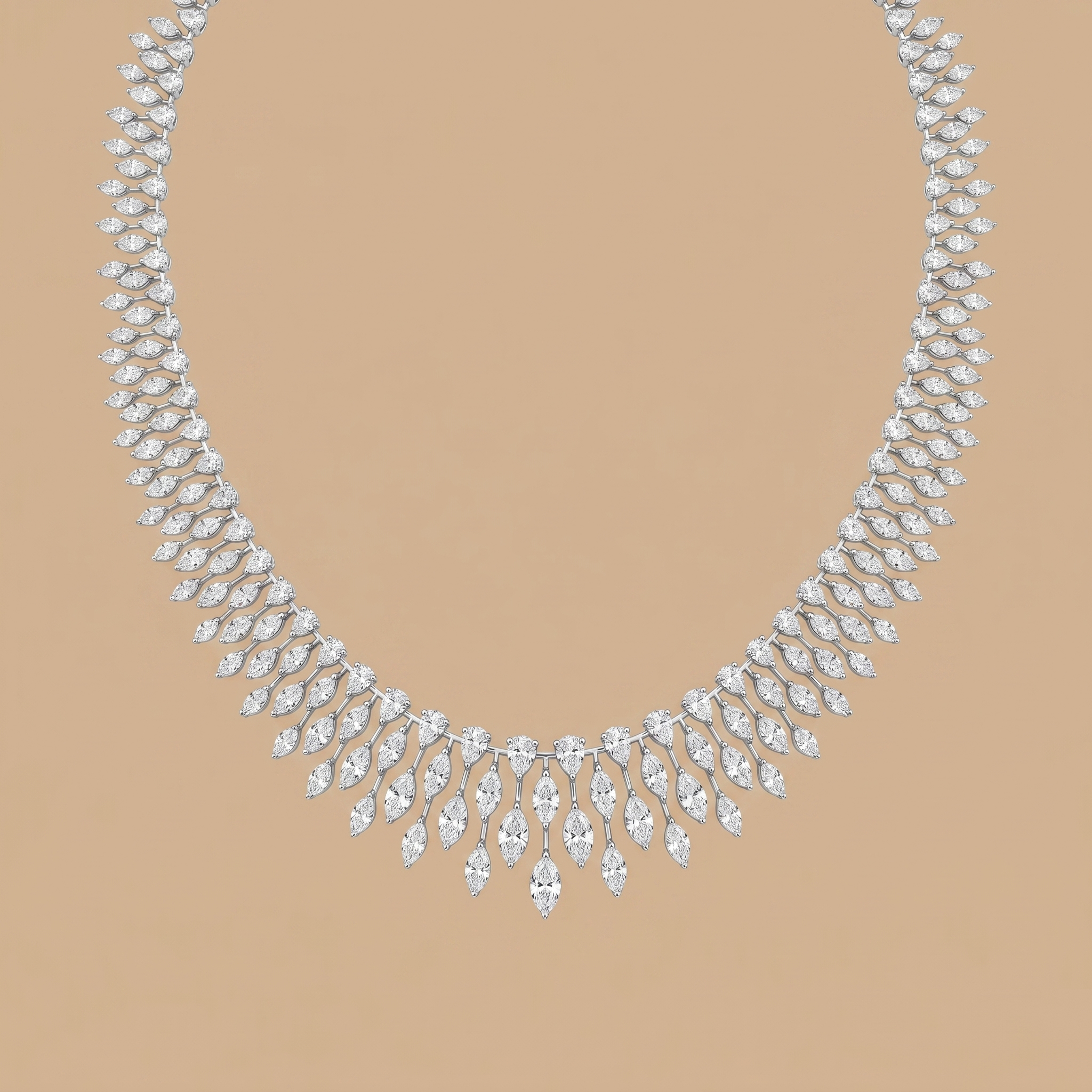 Marquise Diamonds Broad Statement Necklace
