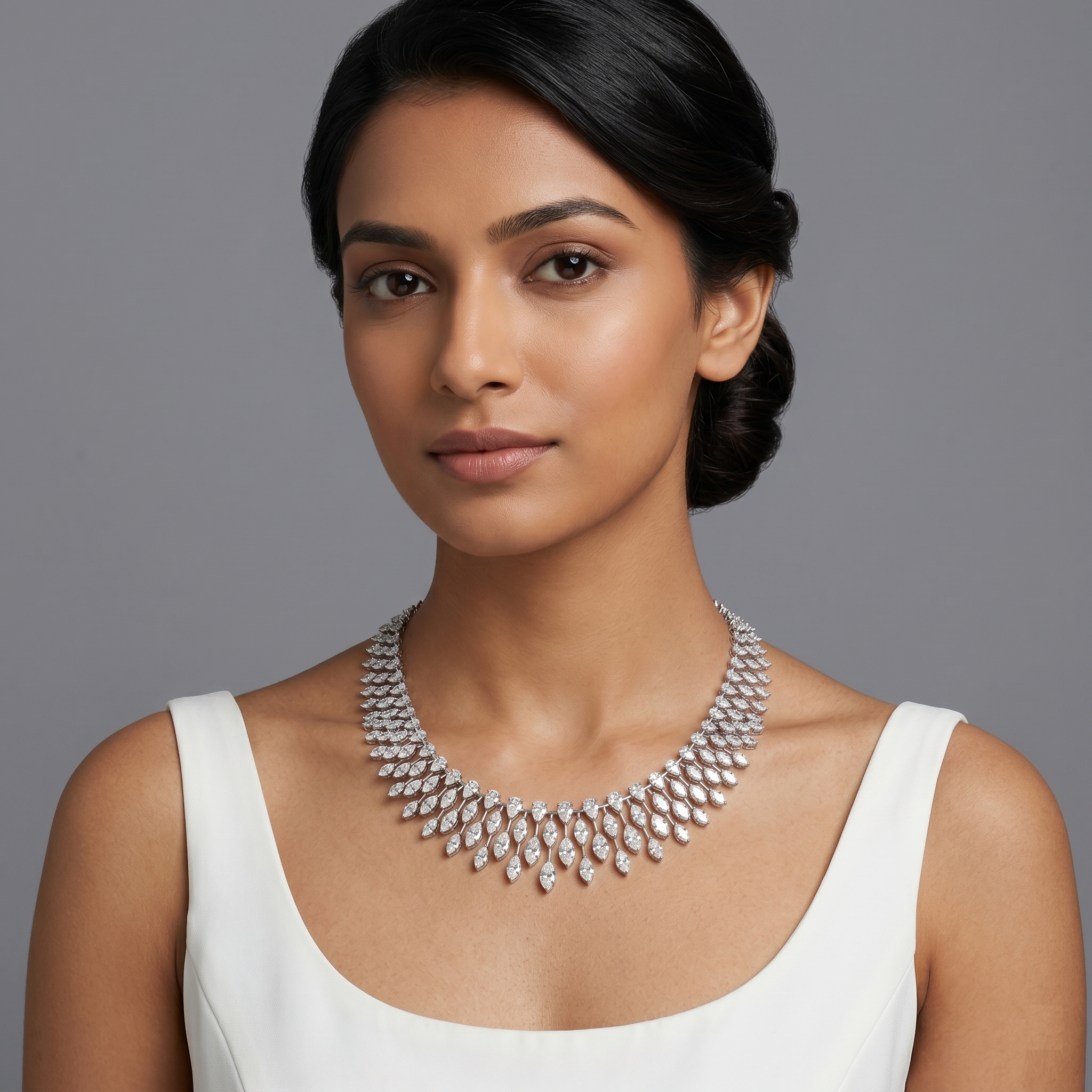 Marquise Diamonds Broad Statement Necklace