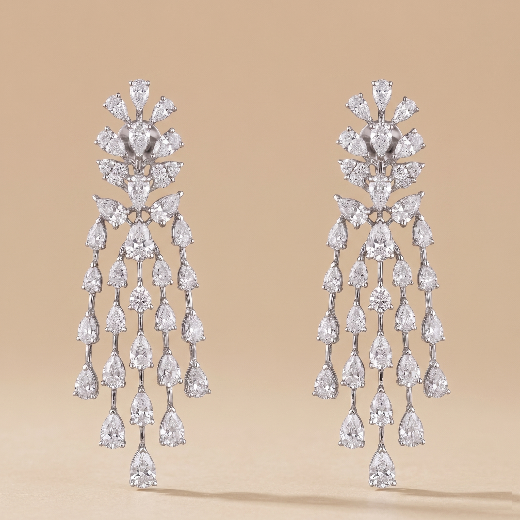 Fancy Diamonds Evergreen Cocktail Earrings