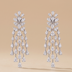 Fancy Diamonds Evergreen Cocktail Earrings